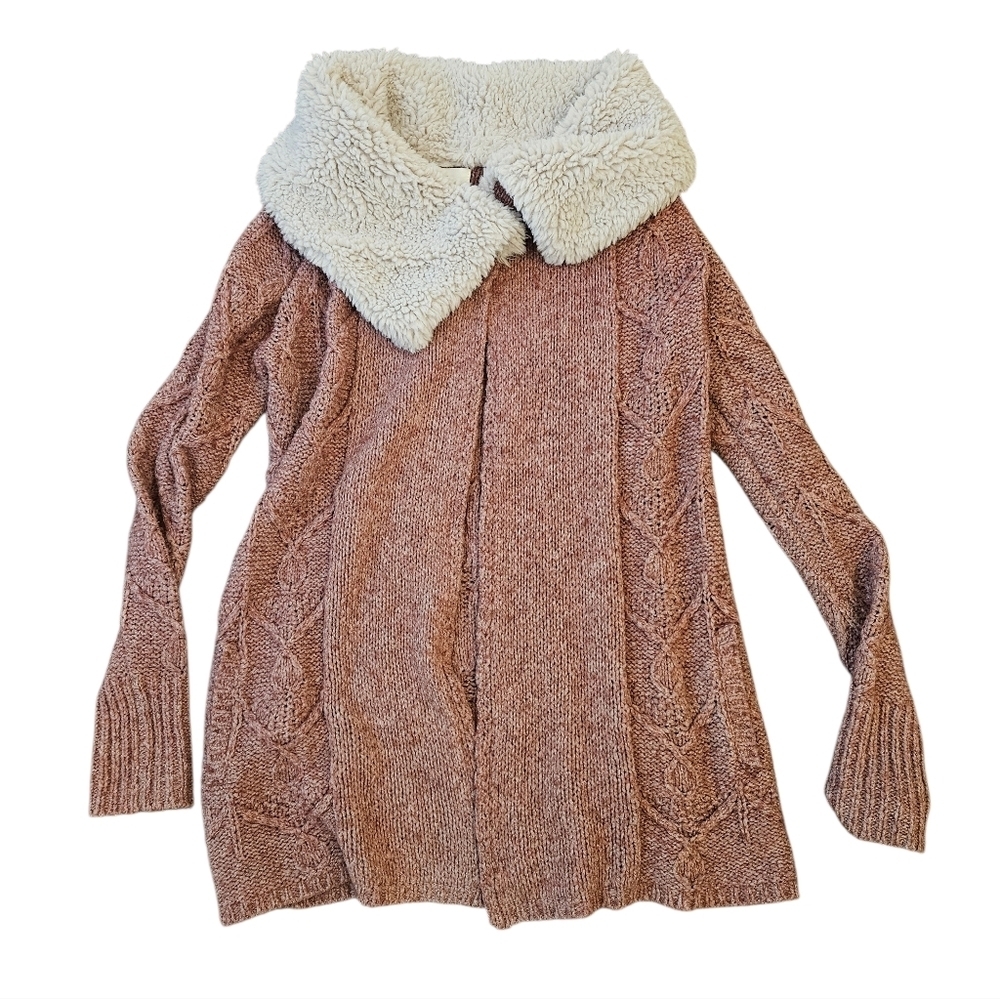 Anthro Sleeping On Snow Knit Cardigan Sweater Fleece Collar Wool Blend Womens - Picture 7 of 7
